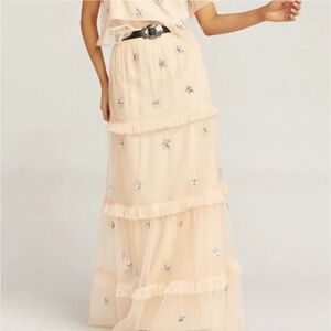 NWT $198 Show Me Your Mumu Pink Tulle Sequin Star Maxi Skirt